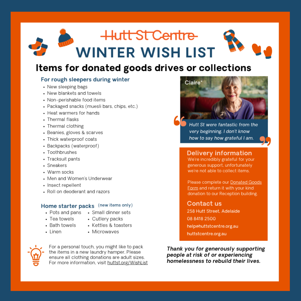 Winter wish list for donated goods